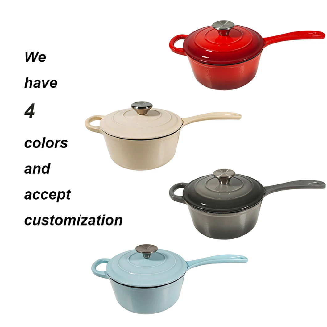 OEM Heavy Duty Cast Iron Pots Cookware Sets High Quality 18cm Enamel Cast Iron Sauce Pan