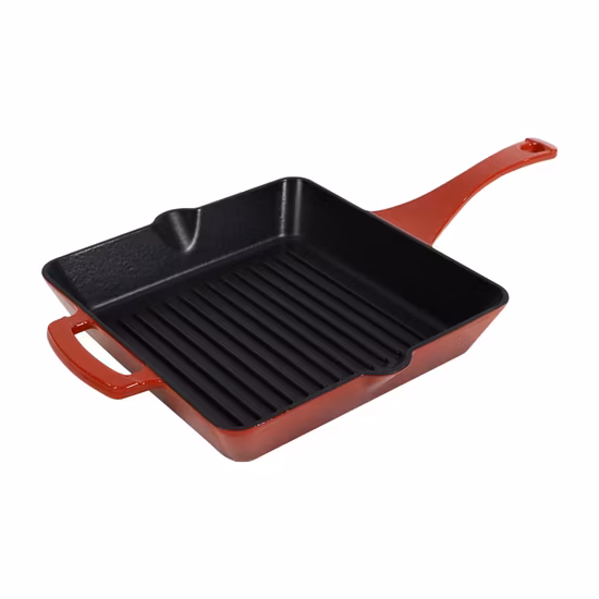 Griglia in ghisa smaltata e padella quadrata