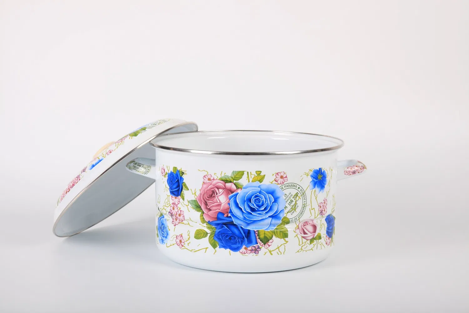 Casseruola da 1,5 litri con coperchio smaltato e manico in acciaio al carbonio da 0,5 mm